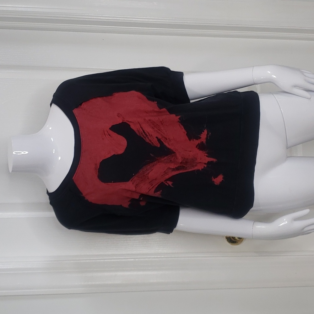 Wet Seal Vintage Y2K Early 00s Emo Heart Red & Black Short Top Size Medium